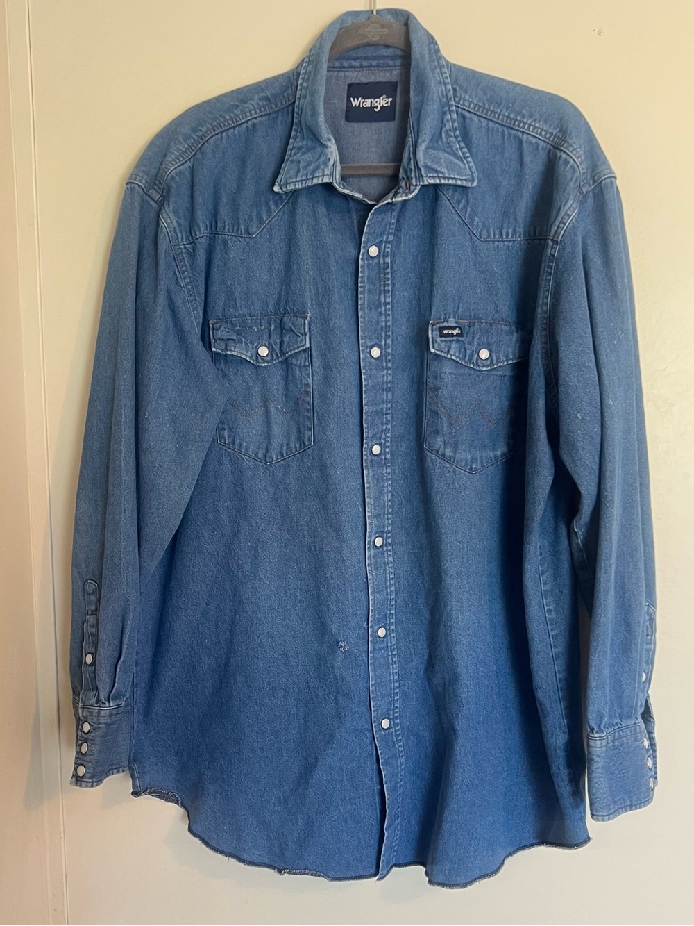 Vintage Wrangler Classic Denim Western Shirt - Blue